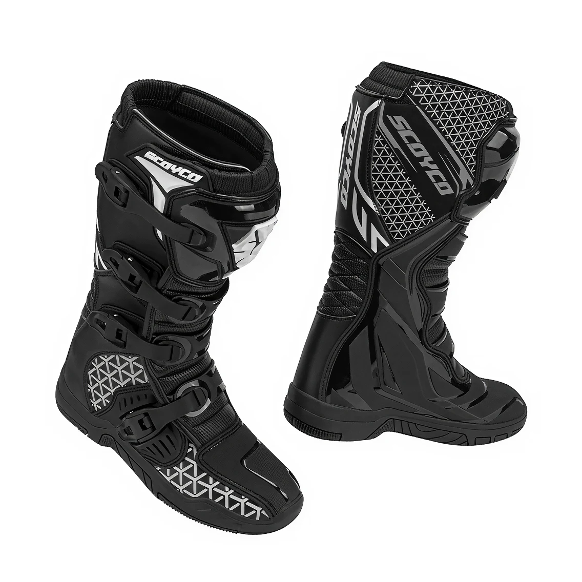 Scoyco ყველა ამინდის Off-Road მოტო ფეხსაცმელი - შავი / 44
